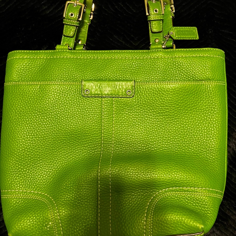 Green patent leather Coach purse